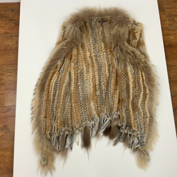 Dolce Cobo Rabbit Raccoon Fur Fringe Vest BOHO Western Mob Wife Sz 2X - Picture 14 of 16